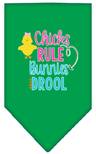 Chicks Rule Screen Print Bandana Emerald Green Large